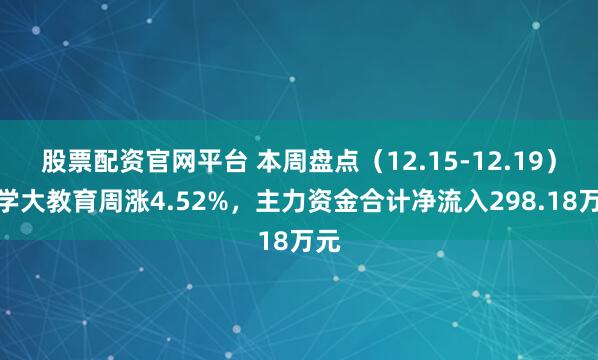 股票配资官网平台 本周盘点（12.15-12.19）：学大教育周涨4.52%，主力资金合计净流入298.18万元